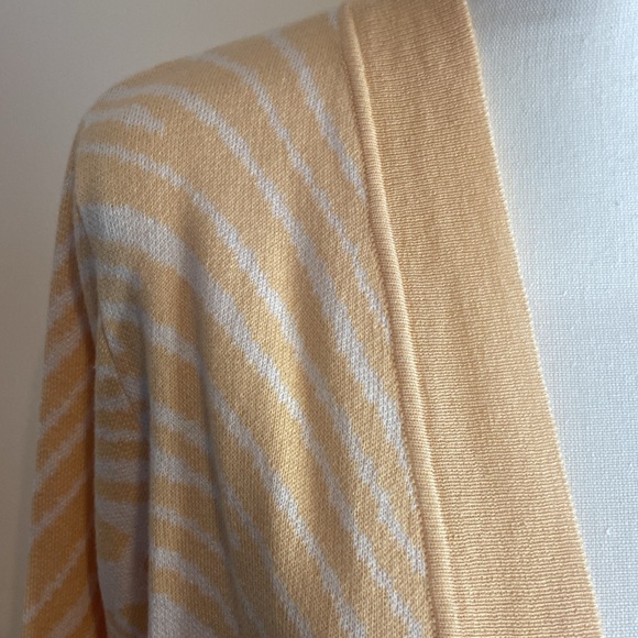 SOFT SURROUNDINGS Size L Light Orange & Cream Zebra Stripe Open Front Cardigan - Picture 2 of 9